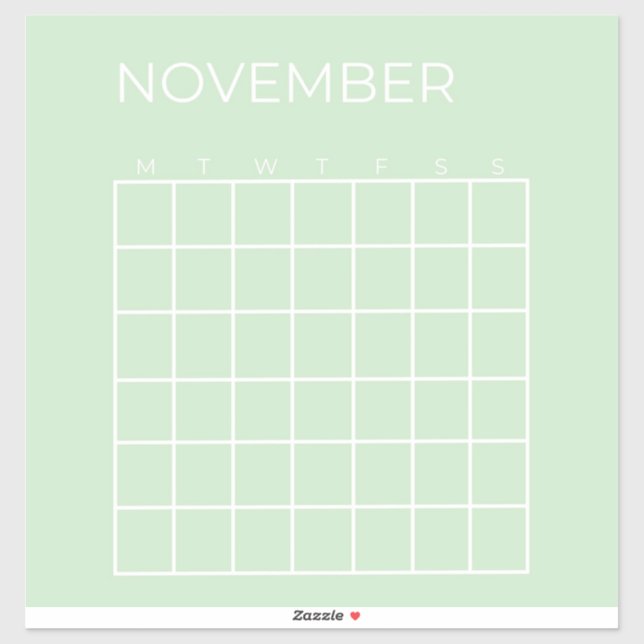 Pistachio Undated November Calendar Planner (Sheet)