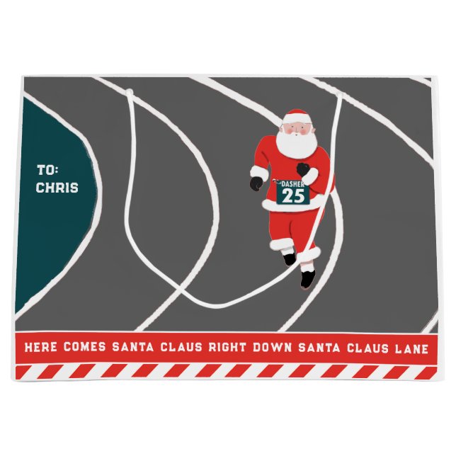 Piste et champ Noël Grand sac cadeau (Devant)