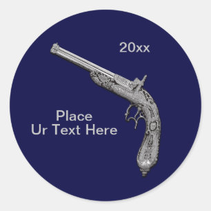 Pistol Gun Show Custom Navy Classic Round Sticker