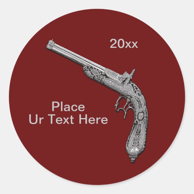 Pistol Gun Show Custom Red Classic Round Sticker (Front)