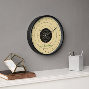 Pistol Target Personalized Wall Clock