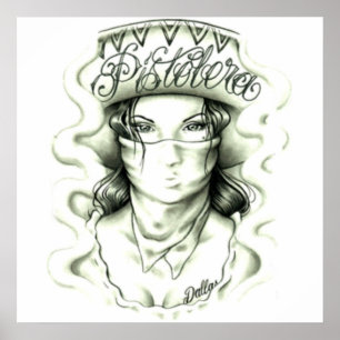 pistolera tattoo pattern poster