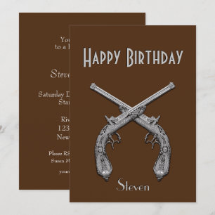 Pistols croisés Invitation de fête d'anniversaire