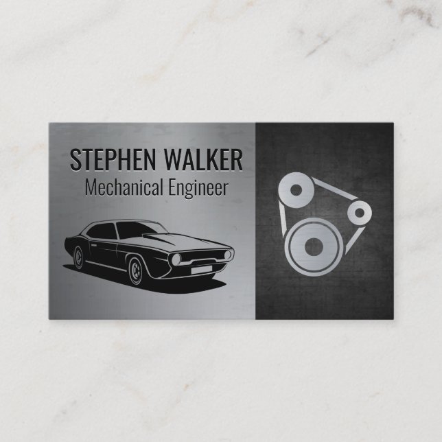 Piston Car Engine  | Auto Shop | Pulley System Business Card (Front)