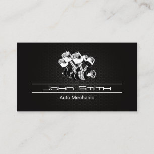 Piston Car Engine Carbon Fibre Pattern   Auto Logo Business Card