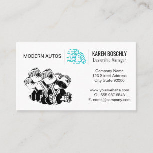 Piston Car Engine Wrench in Hand Business Card