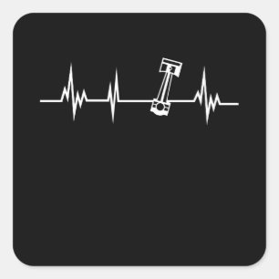 Piston Heartbeat Gift for Car Enthusiast Square Sticker