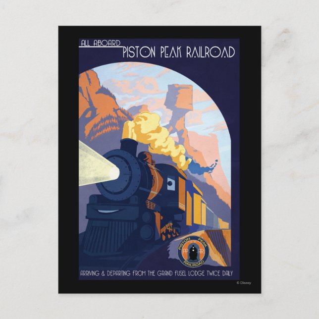 Piston Peak Railroad Illustration Postcard (Front)