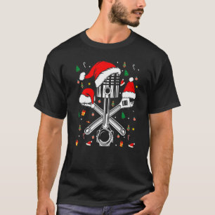 Piston Wrench Santa Hat Bike Car Mechanic Christma T-Shirt