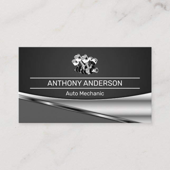 Pistons | Car Engine Business Card (Front)
