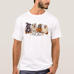 Pit Boo Funny Ghost Pumpkin Pitbull Dog Costume T-Shirt