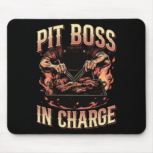 Pit Boss In Charge Bbq Grill Masters Pitmaster Mea Mouse Pad (Front)