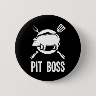 Pit Boss Shirt Bbq Funny Pitmaster Pig Grilling Gi 2 Inch Round Button