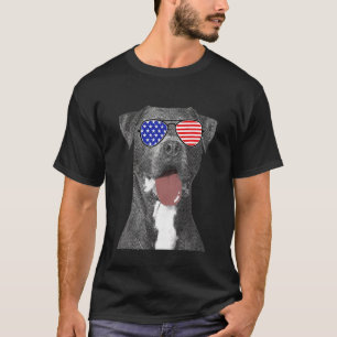 Pit Bull 4th Of July Dog   Men American Flag T-Shirt