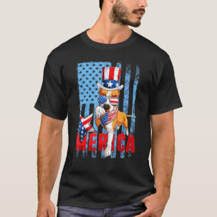 Pit Bull 4th of July Merica Men Women USA Flag Dog T-Shirt