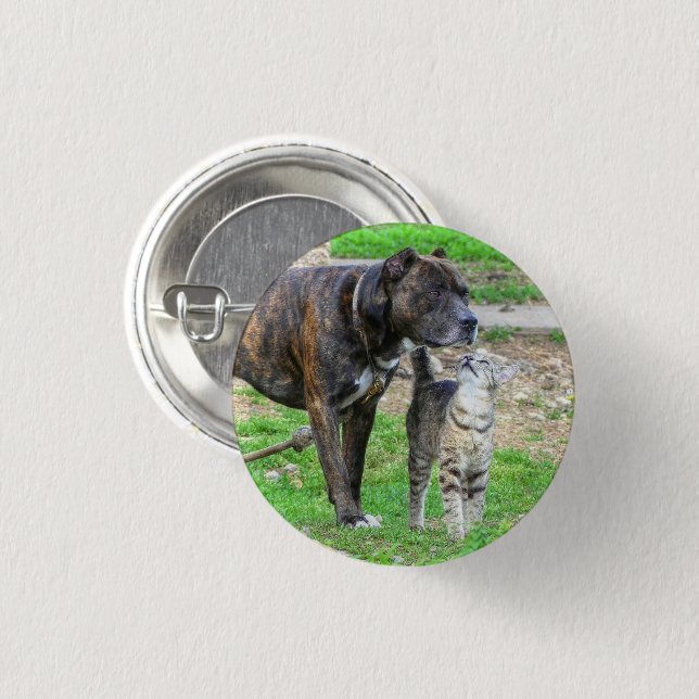 Pit Bull and Cat 1 Inch Round Button (Front & Back)