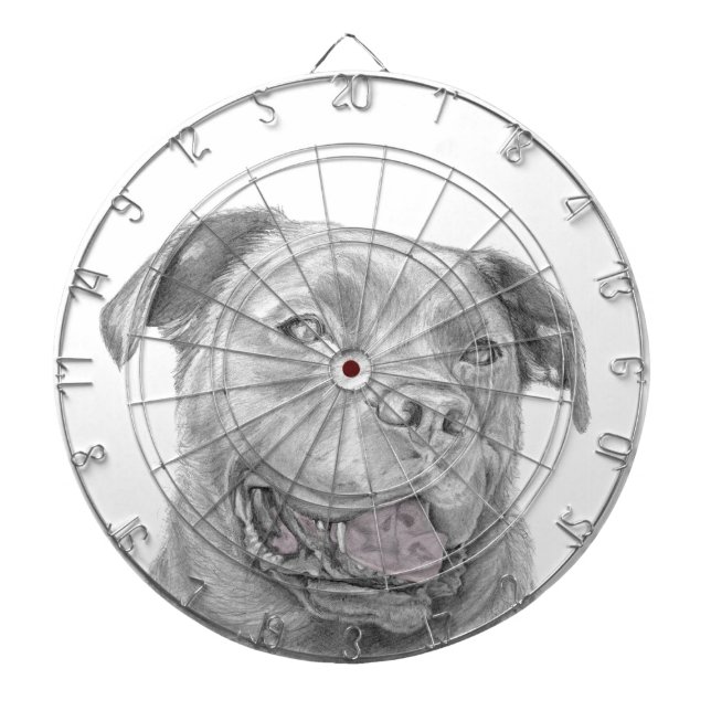Pit Bull Art Drawing Dartboard (Front)