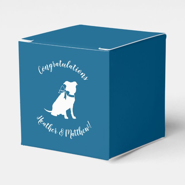 Pit Bull Baby Shower Pitbull Dog Blue Boy Favor Box (Front Side)