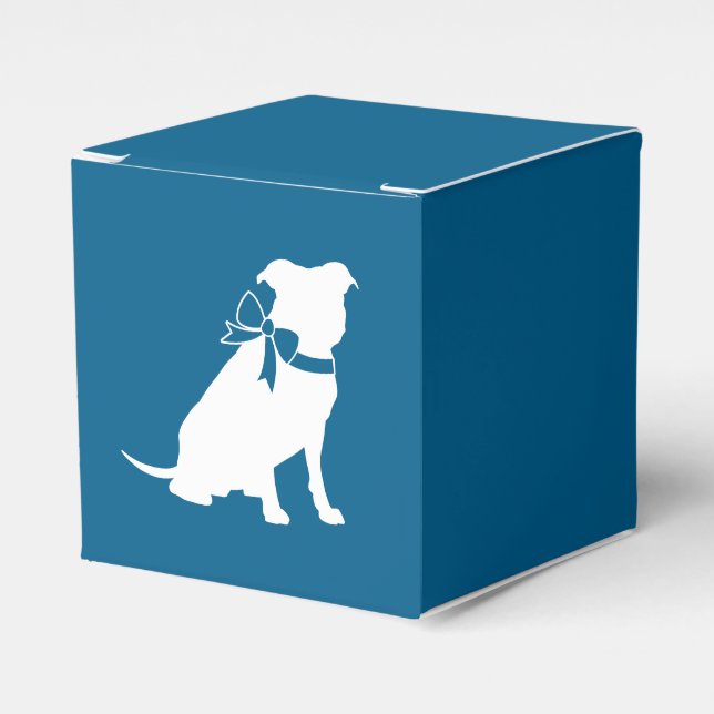 Pit Bull Baby Shower Pitbull Dog Blue Boy Favor Box (Front Side)