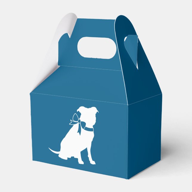 Pit Bull Baby Shower Pitbull Dog Blue Boy Favor Box (Front Side)