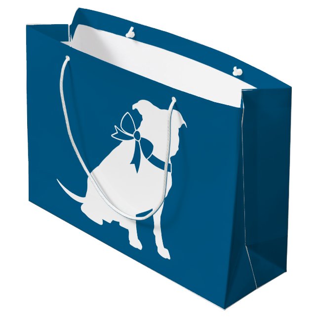 Pit Bull Baby Shower Pitbull Dog Blue Boy Large Gift Bag (Back Angled)