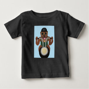 Pit Bull Biker on motorcycle Baby T-Shirt