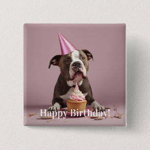 Pit Bull Birthday Celebration  2 Inch Square Button