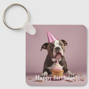 Pit Bull Birthday Celebration  Keychain