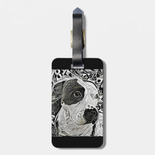 Pit Bull Black and White design  Luggage Tag