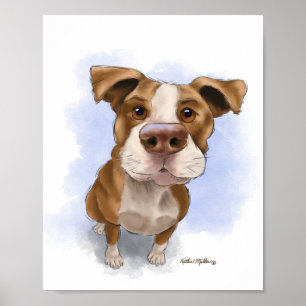 Pit Bull Cartoon Poster