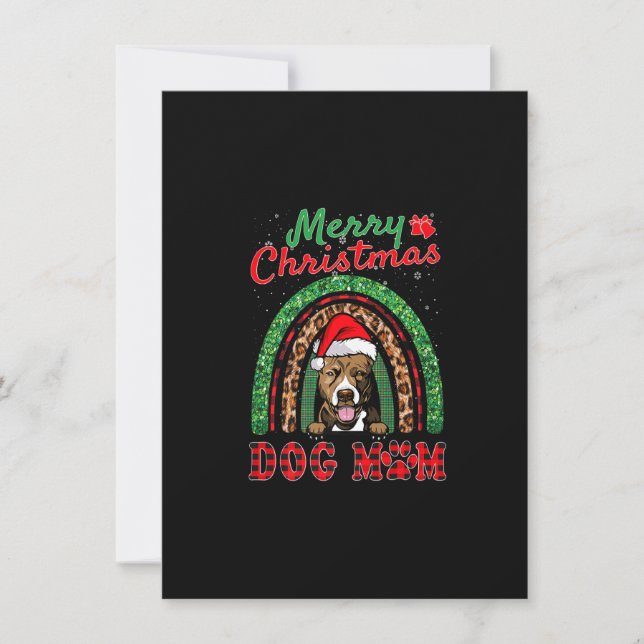 Pit Bull Christmas Santa Hat Dog Mom Boho Rainbow  Invitation (Front)