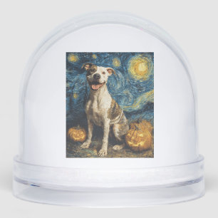 Pit Bull Cute Dog Halloween Jack O Lantern Pumpkin Snowglobe