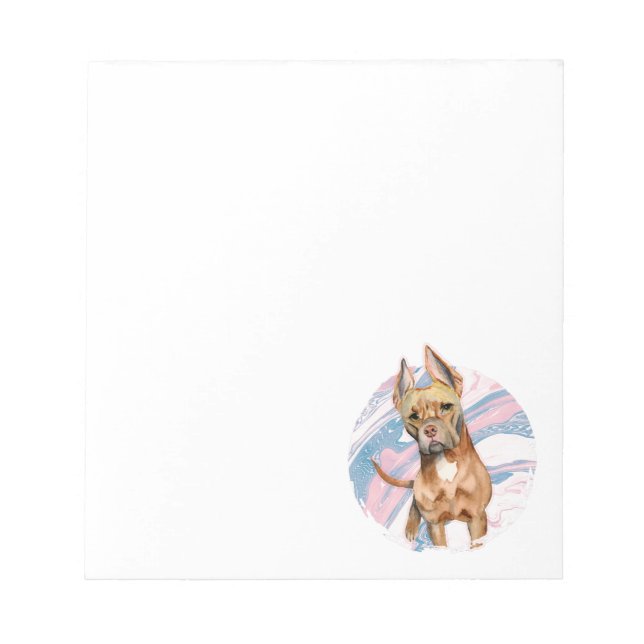 Pit Bull Dog Art | Marble Texture Notepad (Front)