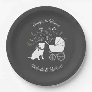 Pit Bull Dog Baby Pitbull Shower Gender Neutral Paper Plate