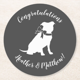 Pit Bull Dog Baby Pitbull Shower Gender Neutral Round Paper Coaster