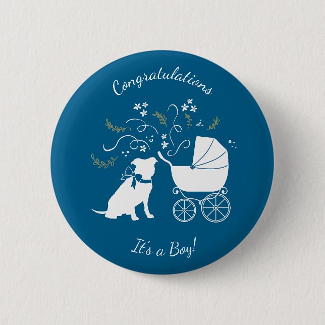 Pit Bull Dog Baby Shower 2 Inch Round Button (Front)