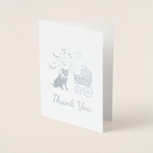 Pit Bull Dog Baby Shower Blue Boy Pitbull Foil Card