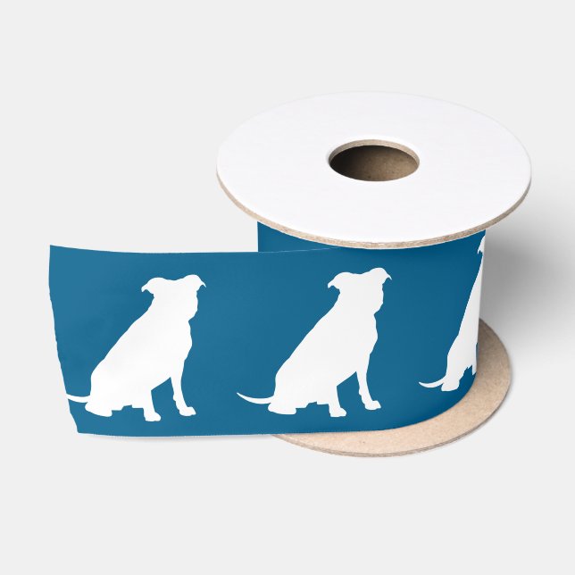 Pit Bull Dog Baby Shower Blue Boy Pitbull Satin Ribbon (Spool)
