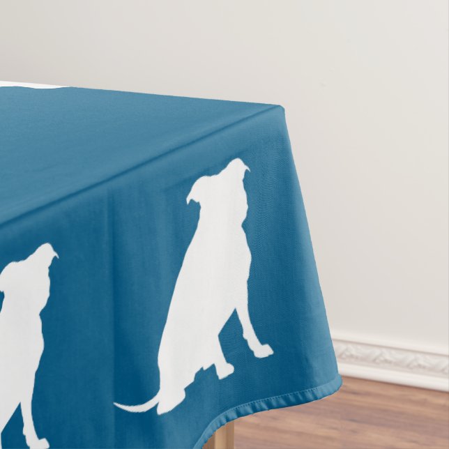 Pit Bull Dog Baby Shower Blue Boy Pitbull Tablecloth (In Situ)