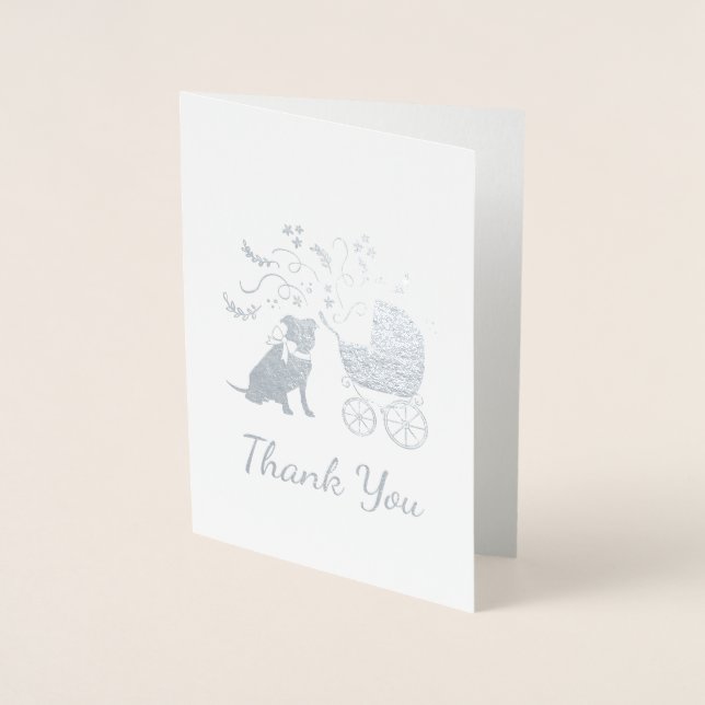 Pit Bull Dog Baby Shower Gender Neutral Pitbull Foil Card (Front)