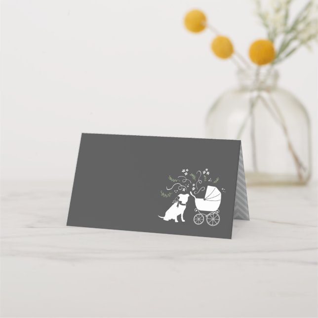 Pit Bull Dog Baby Shower Gender Neutral Pitbull Place Card (Front)
