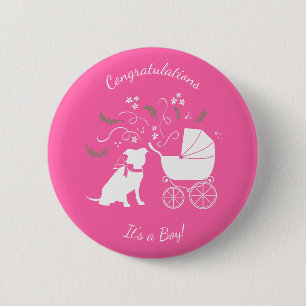Pit Bull Dog Baby Shower Pink Girl Pitbull 2 Inch Round Button