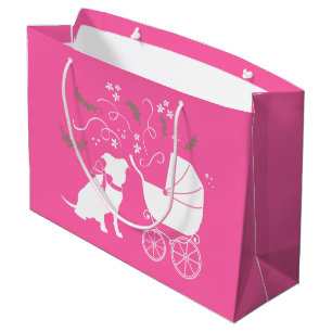 Pit Bull Dog Baby Shower Pink Girl Pitbull Large Gift Bag