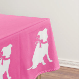Pit Bull Dog Baby Shower Pink Girl Pitbull Tablecloth