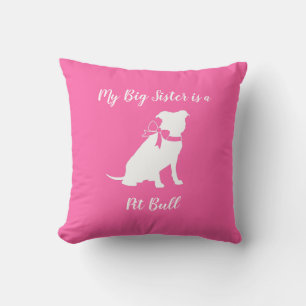 Pit Bull Dog Baby Shower Pink Girl Pitbull Throw Pillow