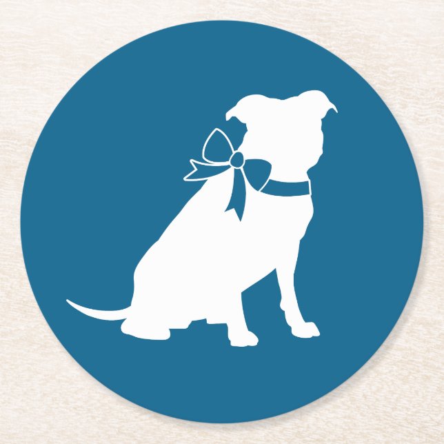 Pit Bull Dog Baby Shower Round Paper Coaster (Front)