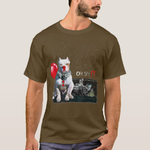 Pit Bull Dog Clown Oh It Rain Balloon Funny Hallow T-Shirt