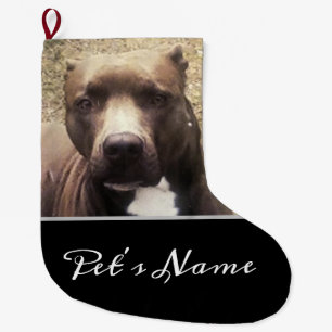 Pit Bull Dog Custom Pet Photo Personalized Large Christmas Stocking