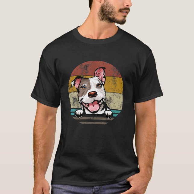 Pit Bull Dog Father's Day Christmas For Dog Dad Mo T-Shirt (Front)