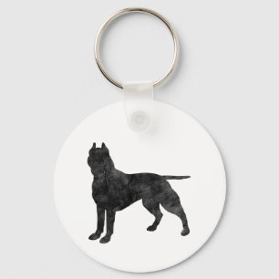 Pit Bull Dog Grunge Silhouette Keychain